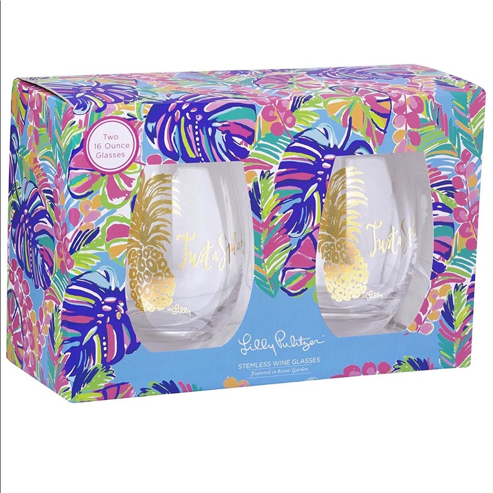 Lilly Pulitzer Stemless Wine Glasses